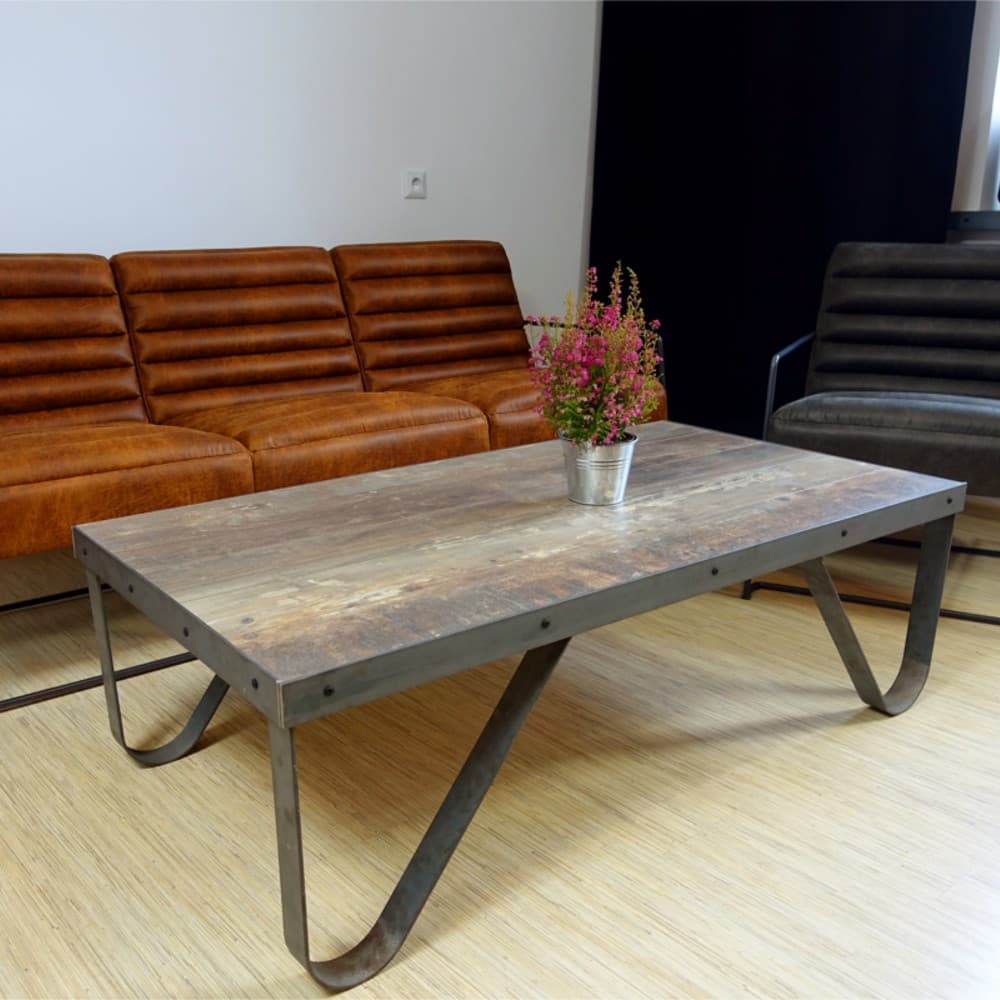 Ultra-hard HDF coffee table with metal rim 204