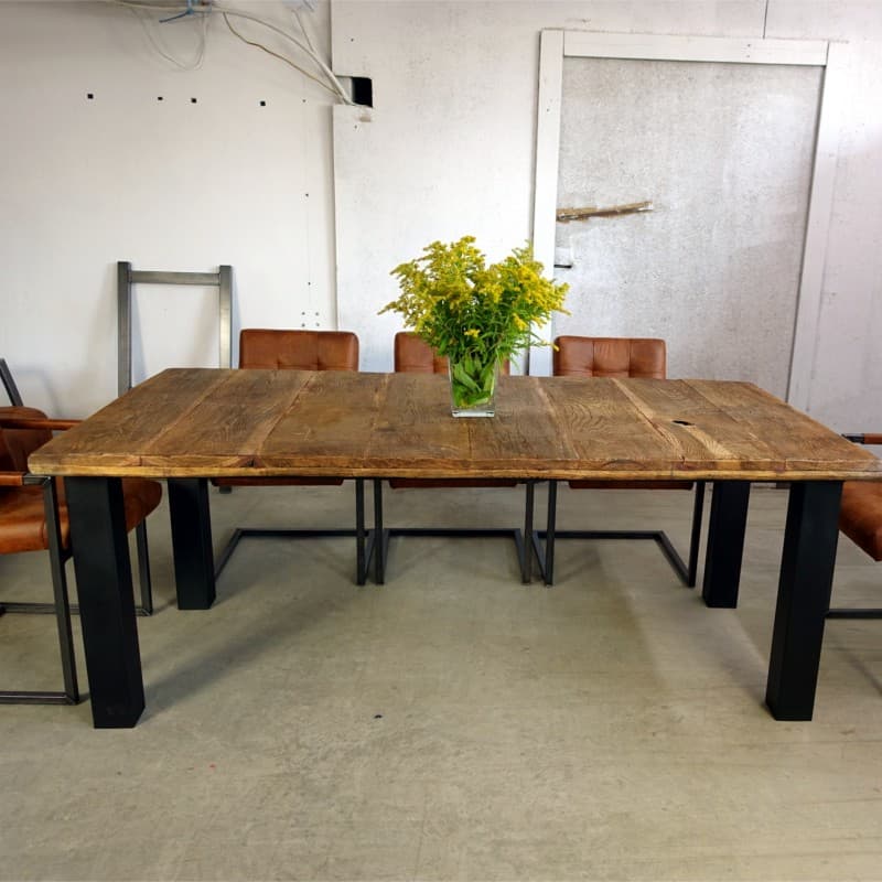 Oak and metal table