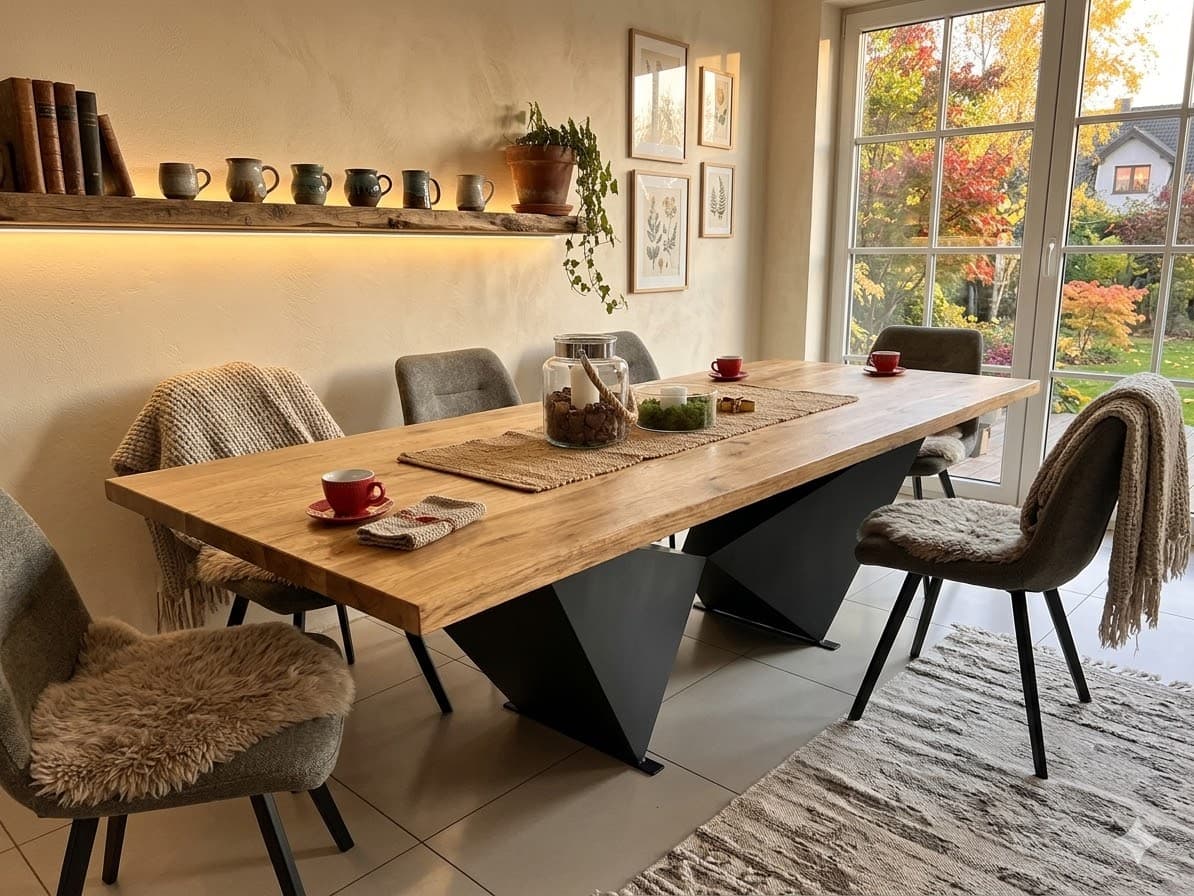 Foto van Stół dębowy na nowoczesnej nodze 50