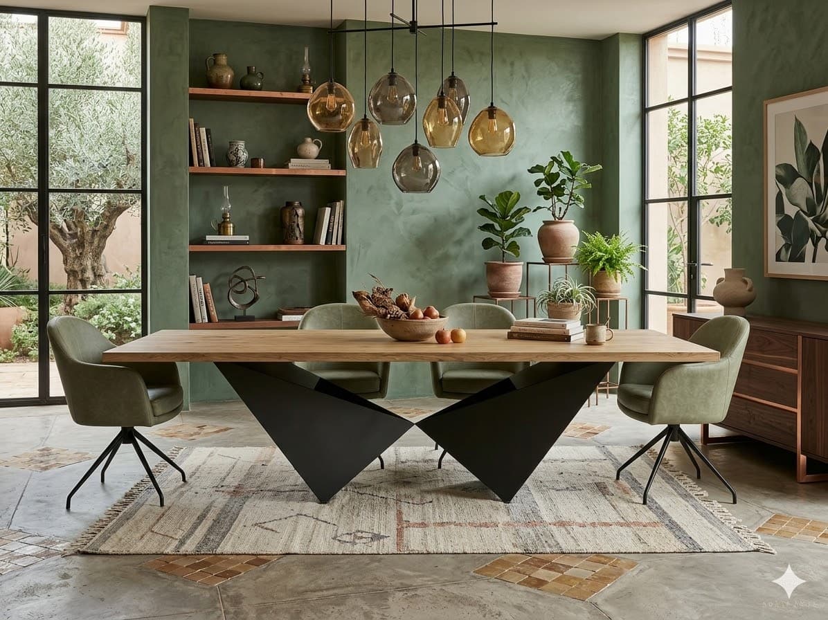 Foto van Stół dębowy na nowoczesnej nodze 50