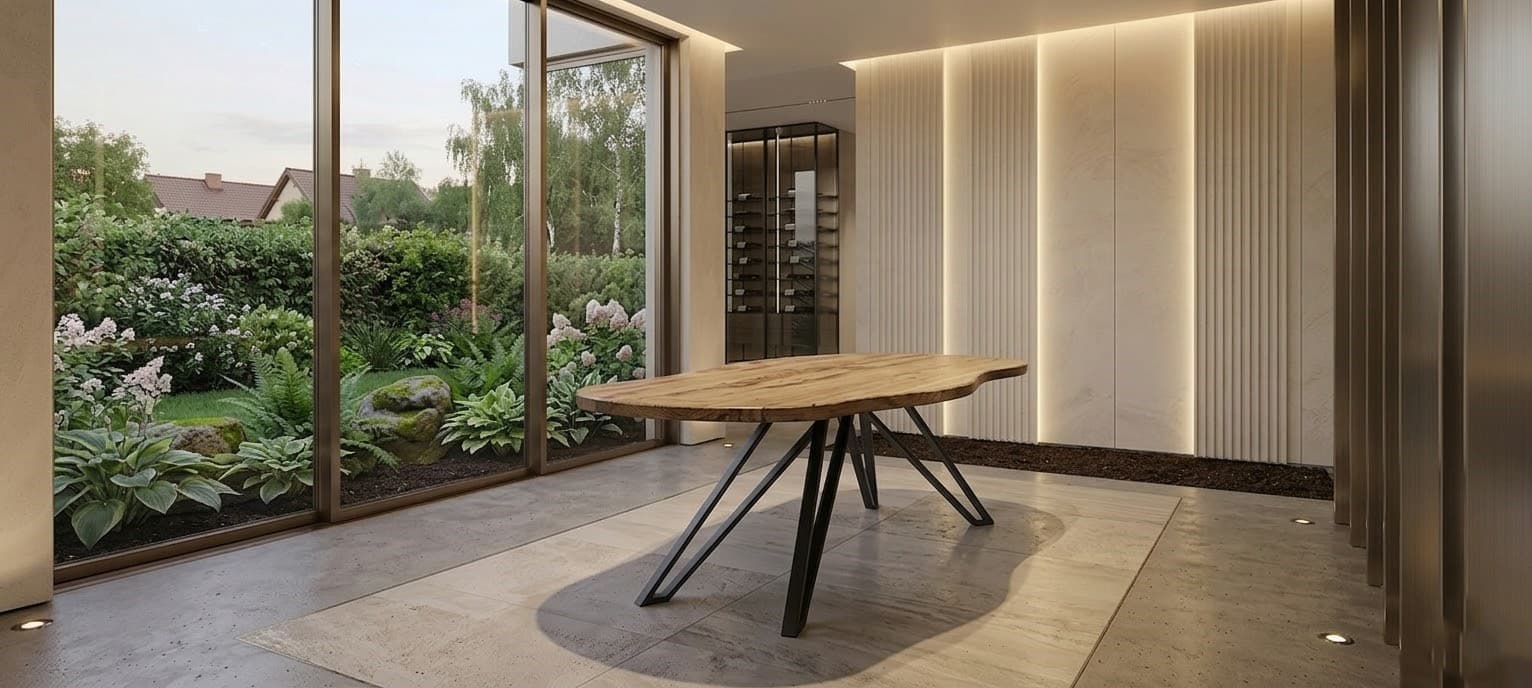 Foto van Stół dębowy organiczny kształt 320