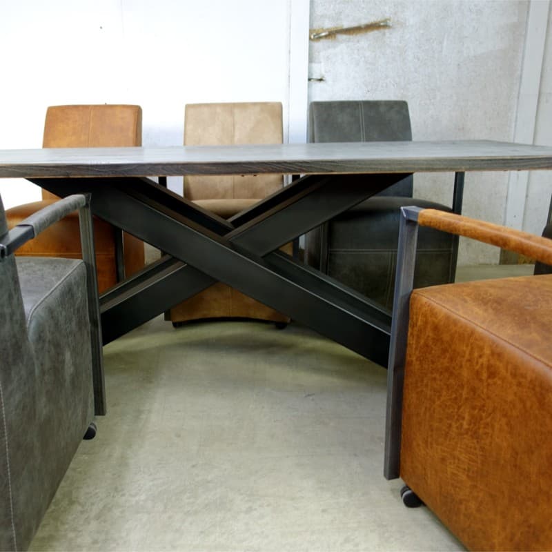 Beech and metal table – 2